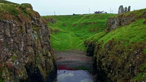 Cliffs in Dunseverick, Northern Ireland Stock Footage 212145992