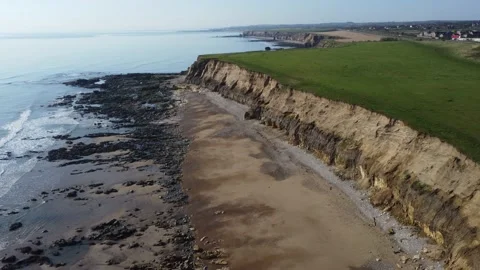 Cliffs on the English beach from a drone Stock Footage 188815147