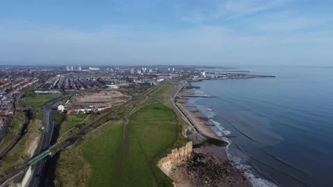Cliffs on the English beach from a drone Stock Footage 188819169