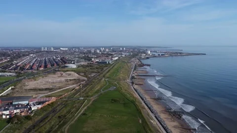 Cliffs on the English beach from a drone Stock Footage 188819206