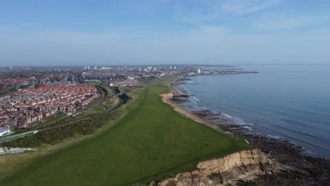 Cliffs on the English beach from a drone Stock Footage 188820669