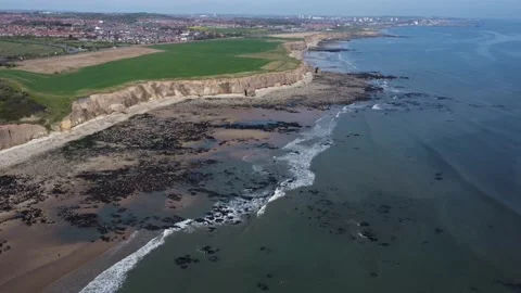 Cliffs on the English beach from a drone Stock Footage 188842071