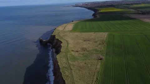 Cliffs on the English beach from a drone Stock Footage 188862391