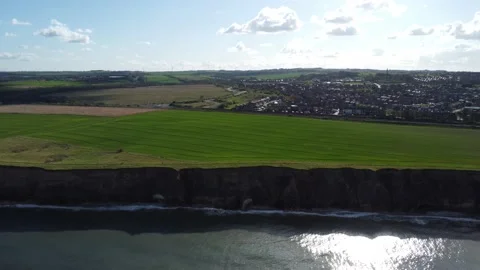 Cliffs on the English beach from a drone Stock Footage 188870077
