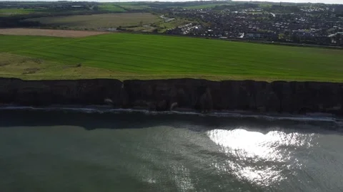 Cliffs on the English beach from a drone Stock Footage 188871978