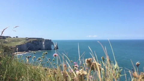 Cliffs of Etretat Stock Footage 114157581