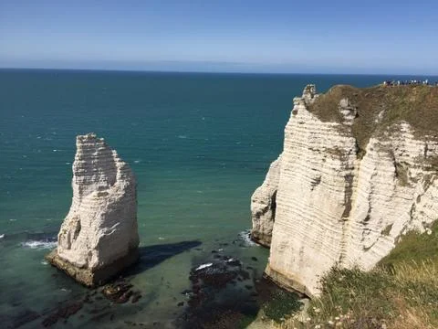 Cliffs of Etretat, old cliffs Stock Photos