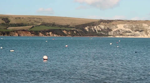 Cliffs fields clouds and sea Stock Footage 35241568