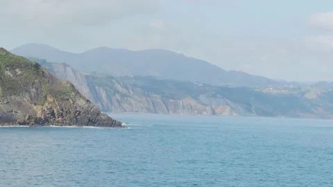 Cliffs in Getaria, Basque Country, typical landscape of the Basque Country. Stock Footage 139260080