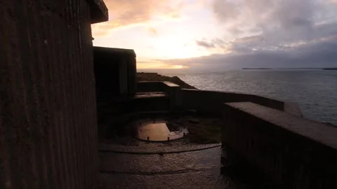 Cliffs on hoxa head in Orkney sunset in 4k in Orkney Video stock 297768408
