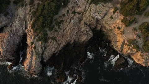 Cliffs on Island Community of Jamestown Rhode Island Drone Aerial View Stock Footage 159260203