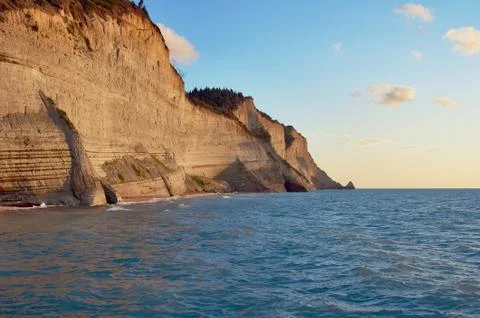 Cliffs on the island of corfu. Stock Photos