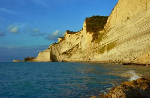 Cliffs on the island of corfu. Stock Photos