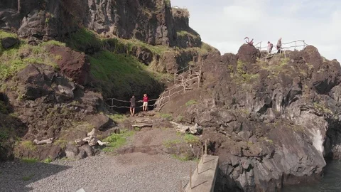 Cliffs of the island. Drone Video stock 120739204