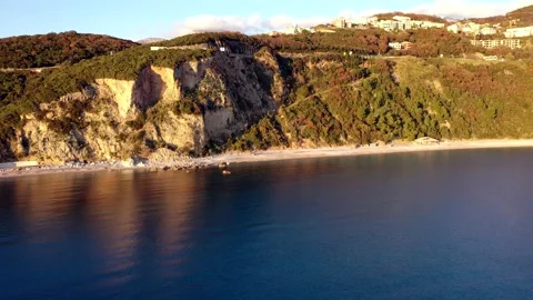 Cliffs on Jaz Beach near Budva, Montenegro. Stock Footage 145700357