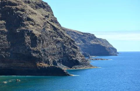 Cliffs of La Palma, West Coast, Barranco del Jurado, Canary Islands, Spain Stock Photos