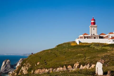 Cliffs at lighthouse cabo da roca Stock Photos