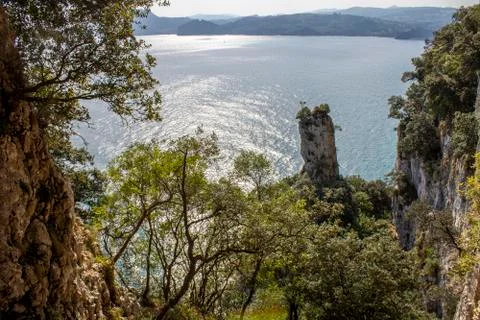 Cliffs at the lighthouse of the horse. Stock Photos