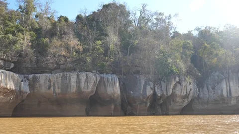 Cliffs on the Manambolo River, Tsingy de Bemaraha, Madagascar Stock Footage 122267537