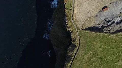 Cliffs of Moher from above. Line of rocks and ocean. Stock Footage 175460441