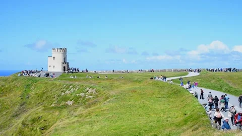The cliffs of Moher and O'Brien's Tower. Stock Footage 340565826