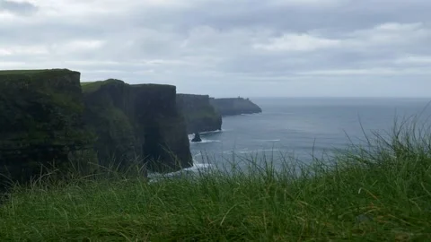 Cliffs of Moher on Cloudy and Windy Morning, Ireland Stock Footage 289563911