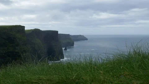 Cliffs of Moher on Cloudy and Windy Morning, Ireland Stock Footage 289563926