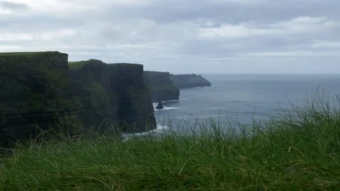 Cliffs of Moher on Cloudy and Windy Morning, Ireland Stock Footage 289563933