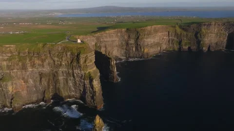 Cliffs of Moher, County Clare, Ireland, May 2025. Drone orbits clockwise at Stock Footage 312610492