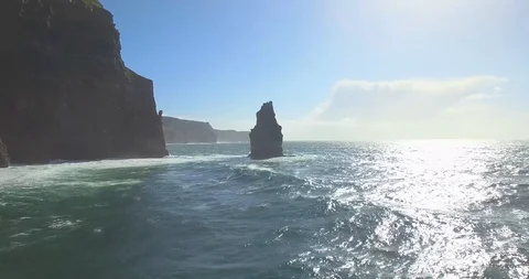 Cliffs of Moher Ireland over the ocean Stock Footage 97770738