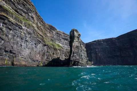 The Cliffs of Moher, Ireland - a view from the ocean Stock Photos