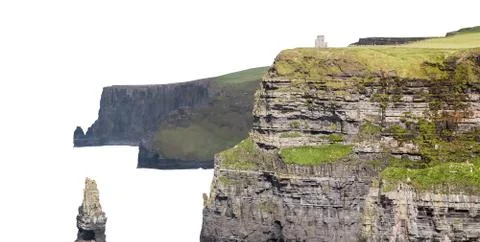 The Cliffs of Moher isolated on white background. Photos