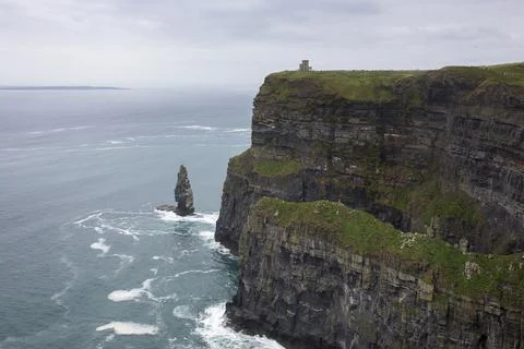 Cliffs of Moher - O Briens Tower castle at sunset in Co. Clare Ireland Europe Stock Photos