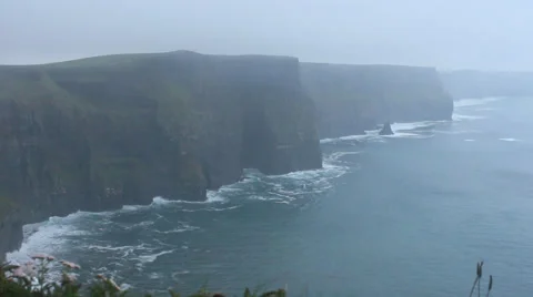 Cliffs of Moher, raining, stable - Ireland Stock Footage 49796759