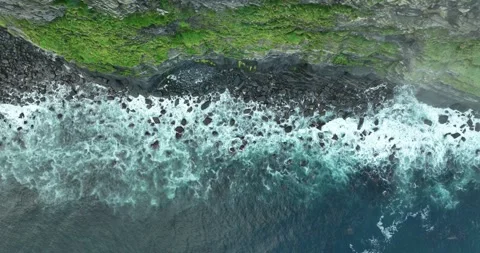 Cliffs of Moher steep precipice, Ireland tourist destination, aerial view Stock Footage 255621371