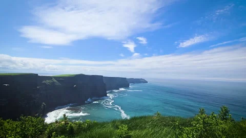 Cliffs of Moher Timelapse of Crashing Waves and Moving Clouds Stock Footage 312413960