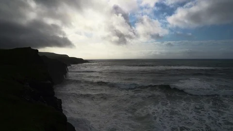 Cliffs of Moher Waves - 4K Video stock 124472004