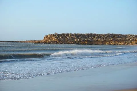 Cliffs next to the beach Playa Punta Agujas close to Punta Gallinas, La Gua.. Stock Photos