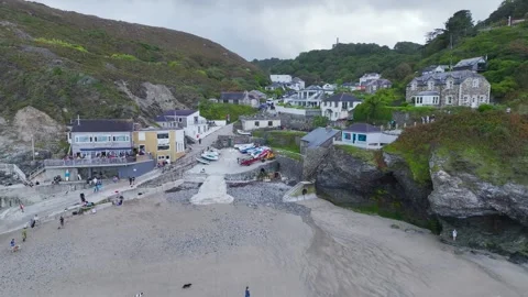 Cliffs over St Agnes from a drone, Cornwall, England, Europe Stock Footage 248262496