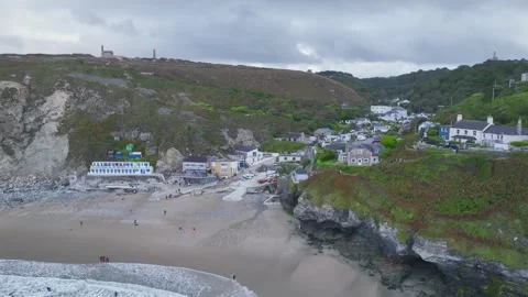 Cliffs over St Agnes from a drone, Cornwall, England, Europe Stock Footage 248262511