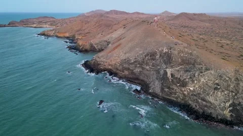 Cliffs Overlooking the Turquoise Waters of Cabo de la Vela Stock Footage 330668514