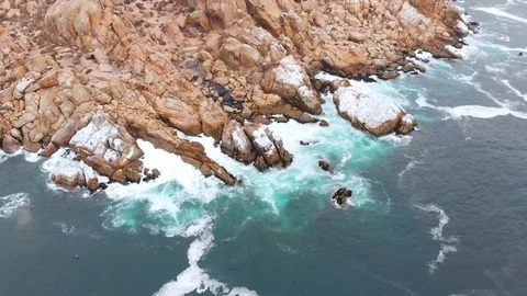 Cliffs, Pacific Ocean, Hill Castillo Carmen (Coquimbo, Chile) aerial view 動画素材 120346642