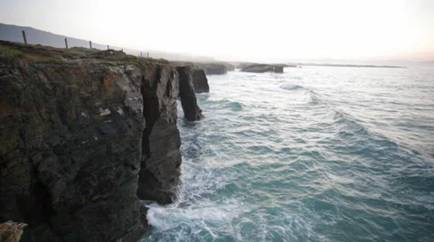 Cliffs on Ribadeo shore, Spain Stock Footage 33446128