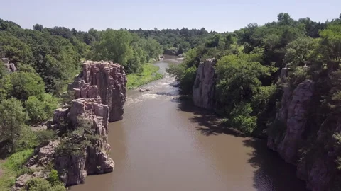 Cliffs, river, and forest in South Dakota Video stock 133095608