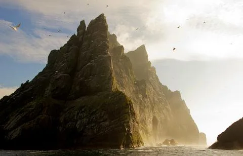 The cliffs of Saint Kilda archipelago, Outer Hebrides, Scotland Stock Photos
