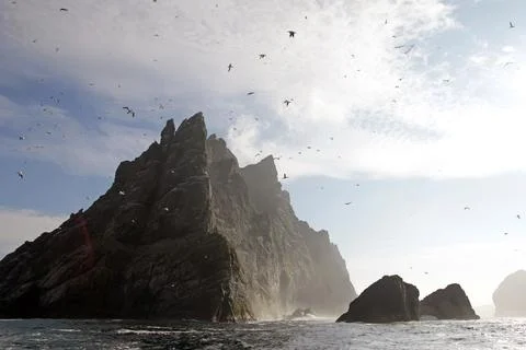 The cliffs of Saint Kilda archipelago, Outer Hebrides, Scotland Stock Photos