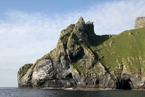 The cliffs of Saint Kilda archipelago, Outer Hebrides, Scotland Stock Photos