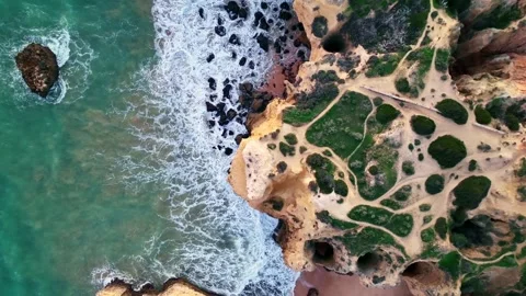 Cliffs on Sao Rafael beach by the Atlantic Ocean, Algarve, Portugal Stock Footage 170772981
