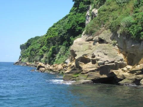Cliffs of Sarushima Island Stockfoto's