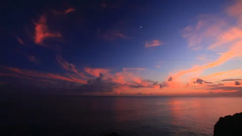 The Cliffs, Sea, Sunset, and Moon at Kyan Cape Stock Footage 330460141